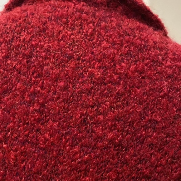 Tabask Womens M Long Alpaca Wool Cardigan Sweater thick knit Buttons Red Pockets - Picture 5 of 10